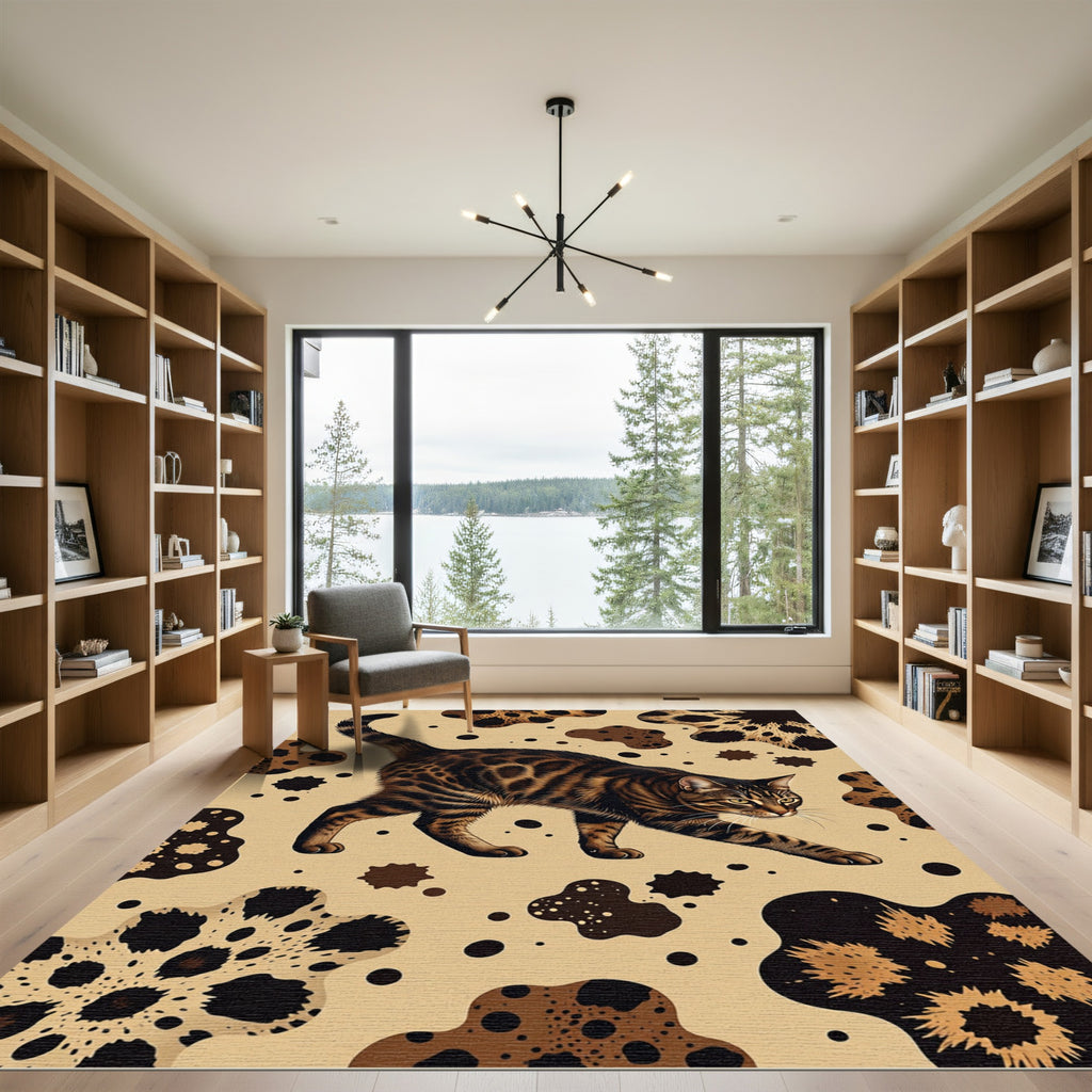Brown Feline Spots Organic Abstract Rug