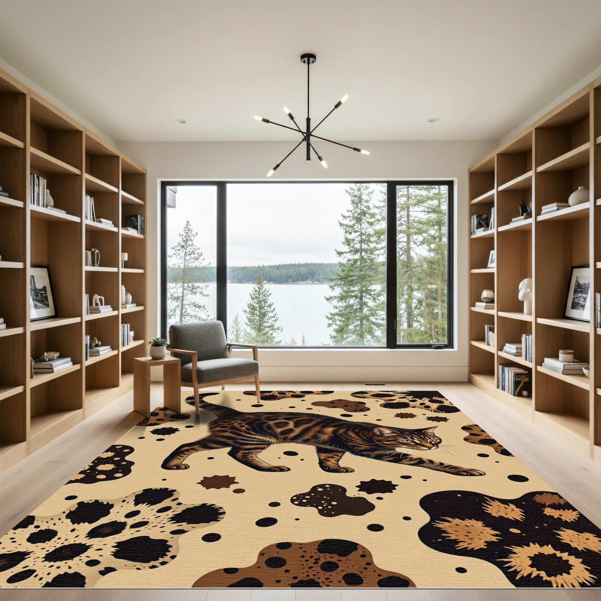 Brown Feline Spots Organic Abstract Rug