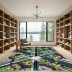 Isometric Urban Aerial Metropolis Grid Rug
