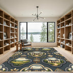 Ornate Manor Estate Landscape Medallion Rug