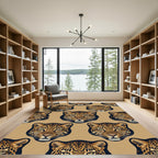Bold Leopard Portrait Animal Beige Rug