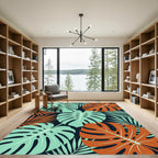 Lush Tropical Monstera Leaf Botanical Rug