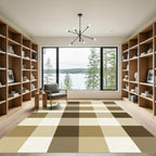 Warm Neutral Earthy Plaid Squares Rug