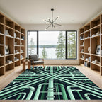 Mint Green Industrial Pipe Abstract Rug