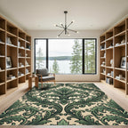 Emerald Green Damask Acanthus Scroll Rug