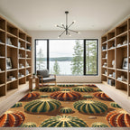 Desert Barrel Cactus Garden Arrangement Rug