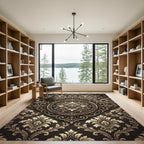 Antique Bronze Damask Scrollwork Rug