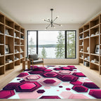 Deep Pink Geometric Hexagon Layers Rug