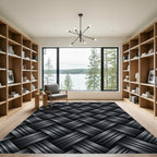 Charcoal Woven Herringbone Texture Rug