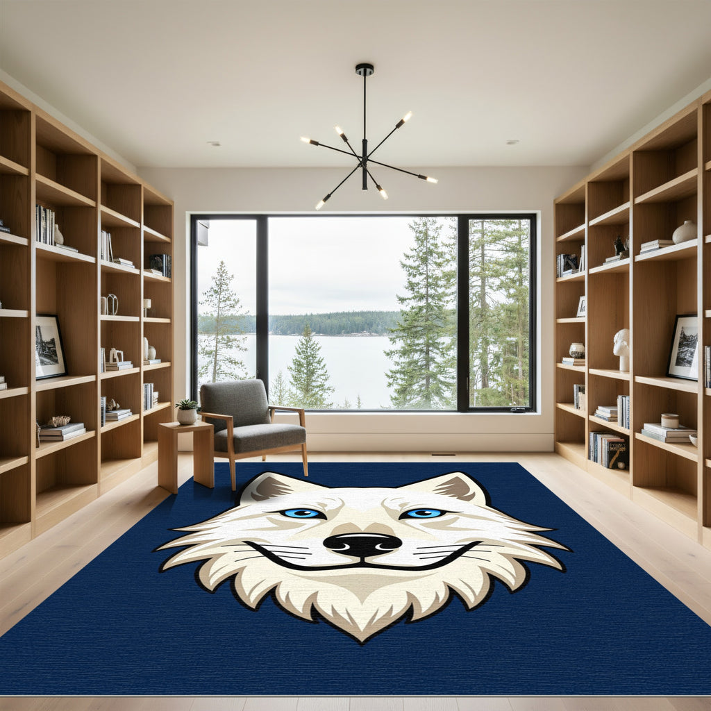 White Wolf Blue Eyes Graphic Rug