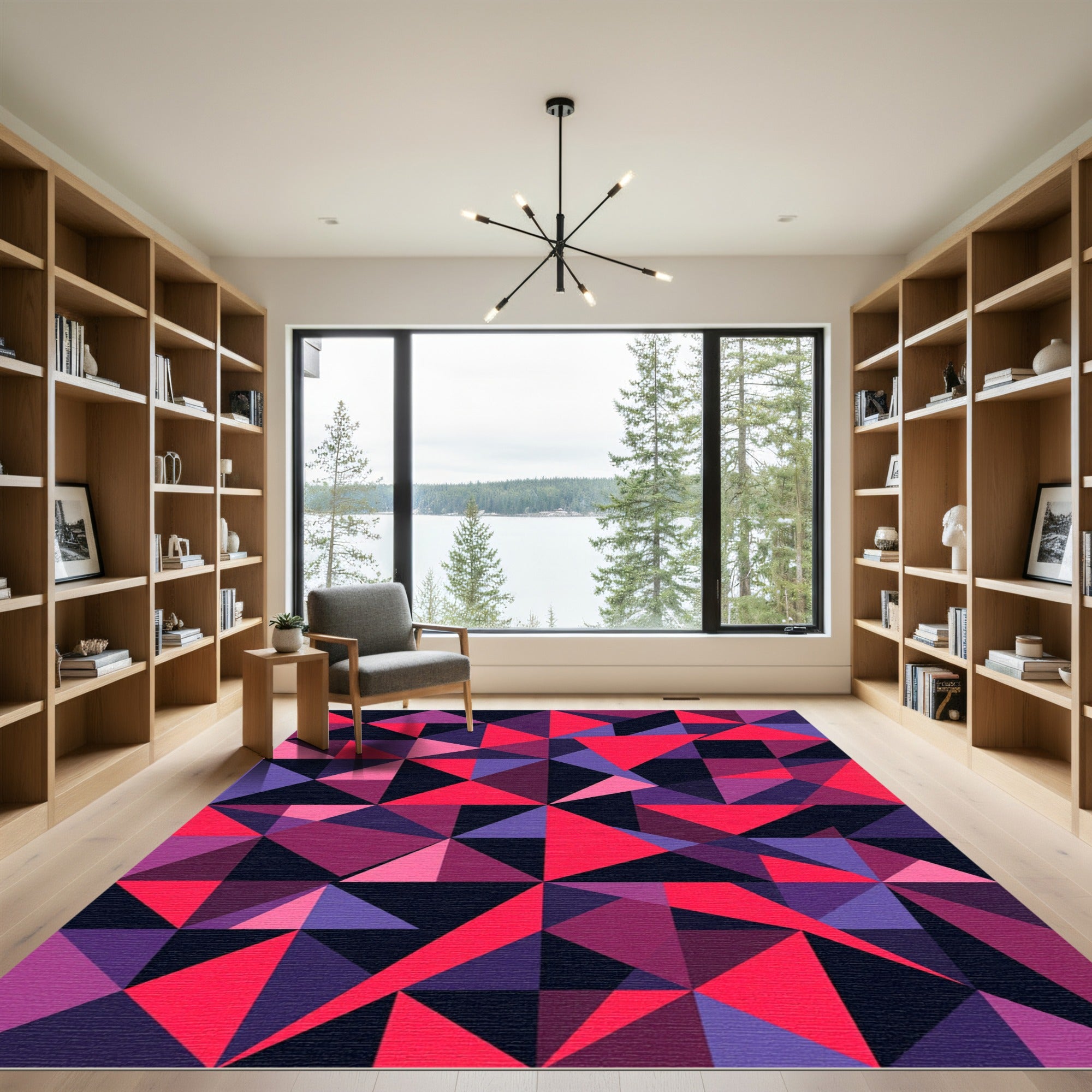 Bold Geometric Triangle Abstract Mosaic Rug