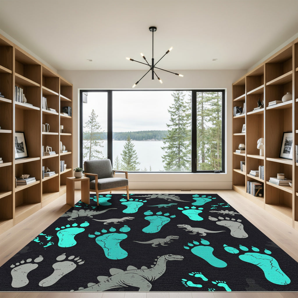 Glow in the Dark Dinosaur Footprints Rug