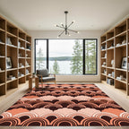 Retro Terracotta Scalloped Rainbow Arch Rug