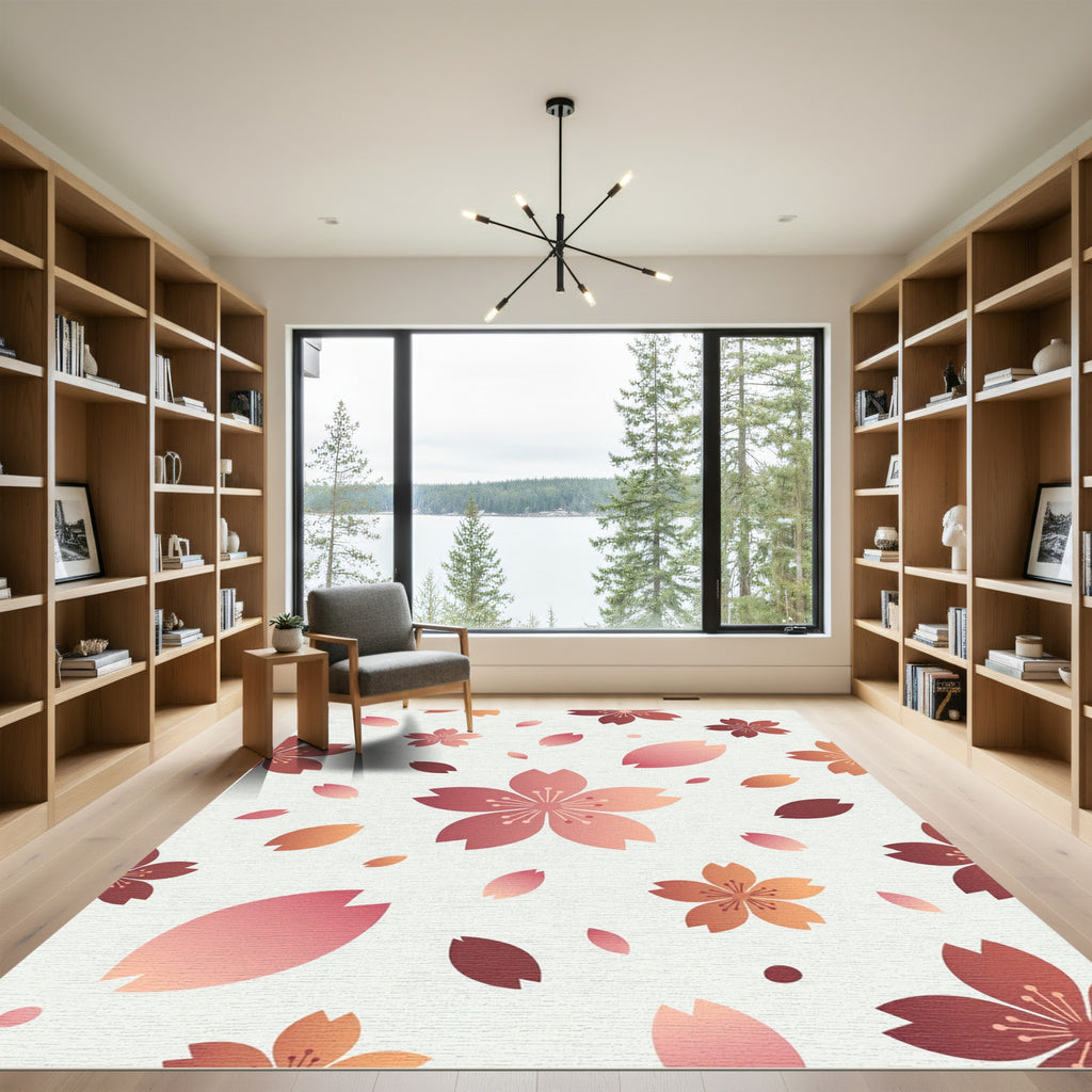 Cherry Blossom Gradient Watercolor Garden Rug