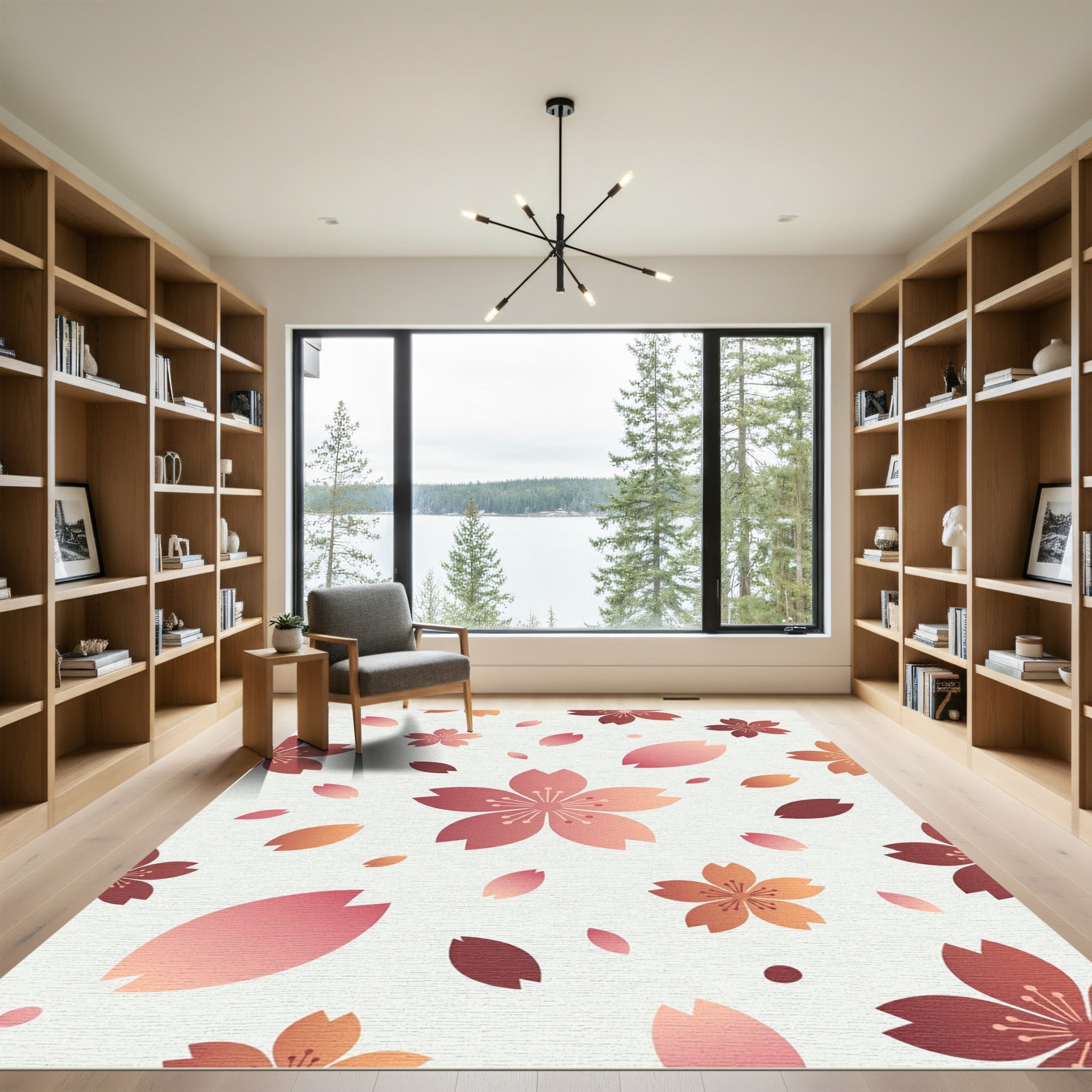 Cherry Blossom Gradient Watercolor Garden Rug