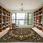 Gilded Feathered Mandala Bronze Medallion Rug