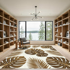 Warm Earthy Tropical Palm Leaf Art Rug