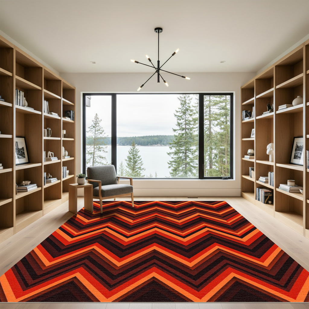 Warm Orange Chevron Layers Rug