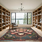 Vintage Pink Lotus Floral Medallion Rug