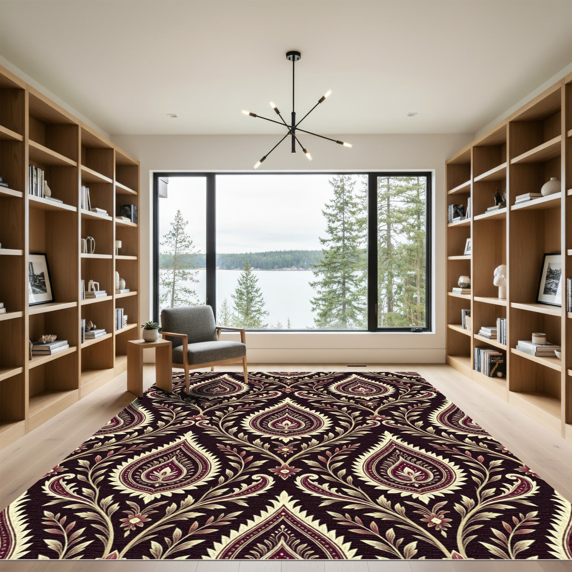 Deep Plum Paisley Floral Talisman Rug