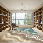 Serene Coastal Swirl Ocean Wave Rug