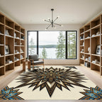 Golden Azure Starburst Geometric Rug