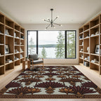 Antique Brown Lotus Fan Border Rug
