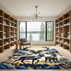 Majestic Reindeer Mountain Forest Landscape Rug