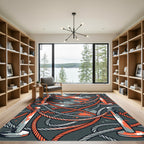 Orange Rope Stanchion Abstract Texture Rug