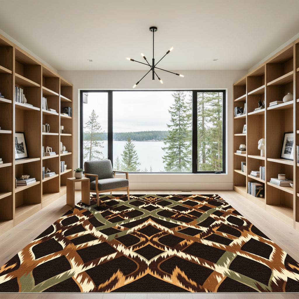 Earthy Ikat Diamond Interlace Rug