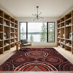 Geometric Crimson Ancient Sacred Symbol Area Rug