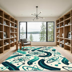 Teal Atomic Orbit Abstract Rug