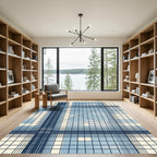 Modern Grid Navy Blue Plaid Rug