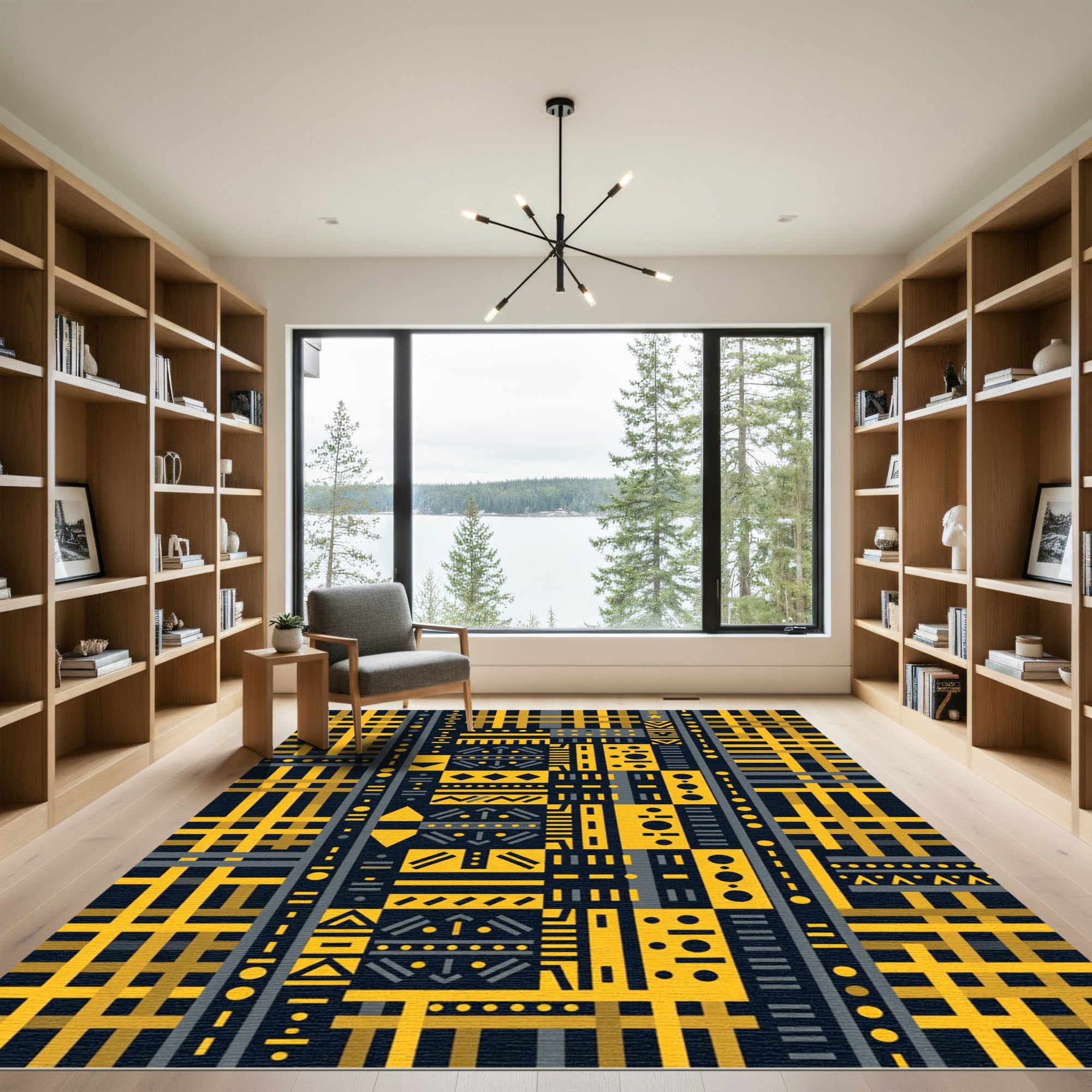 Bold Yellow Geometric Block Rug