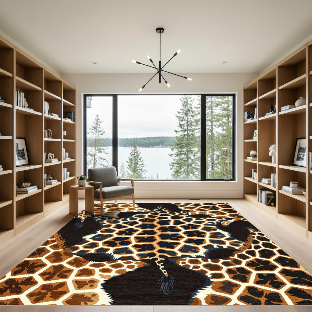 Natural Giraffe Hide Organic Shape Rug