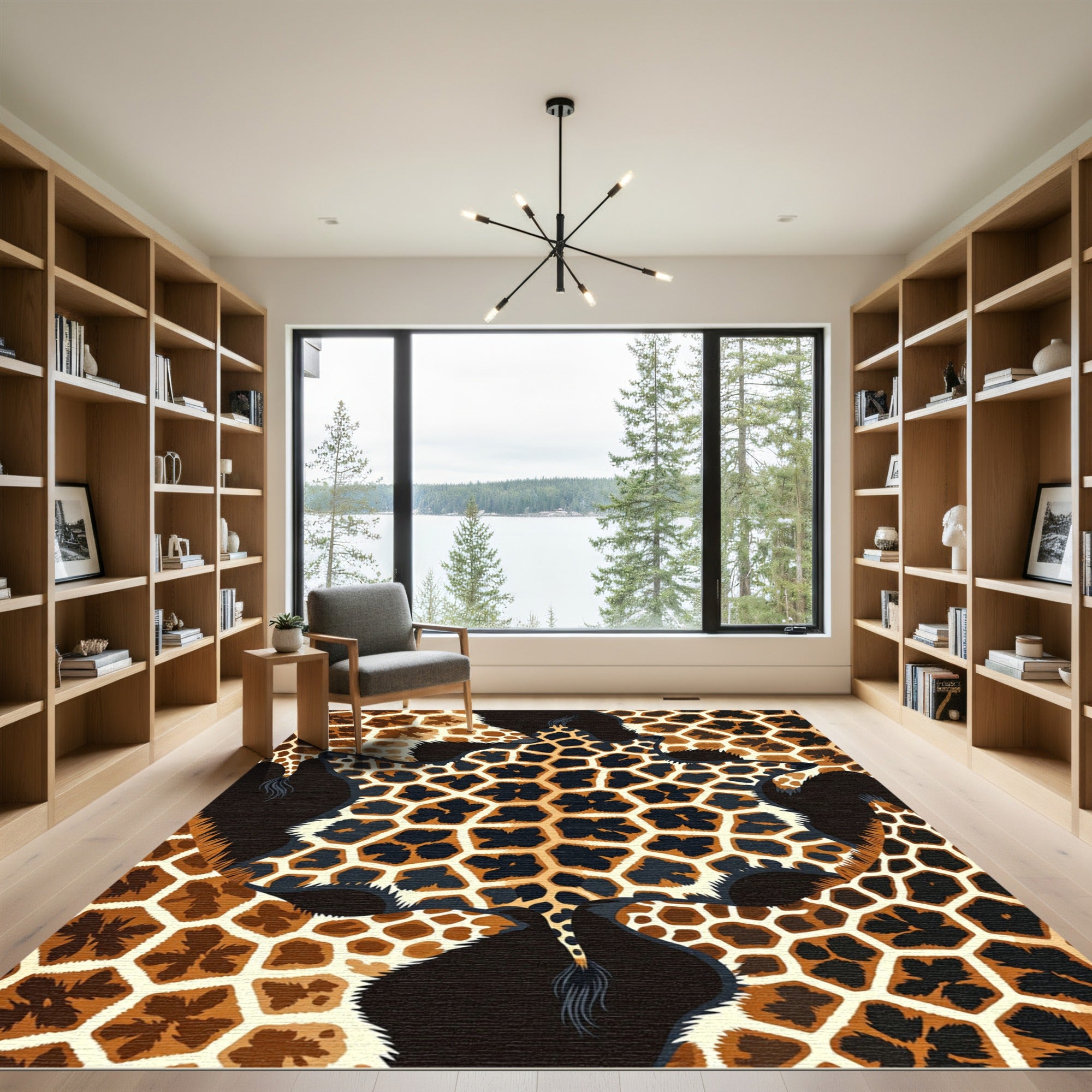 Natural Giraffe Hide Organic Shape Rug