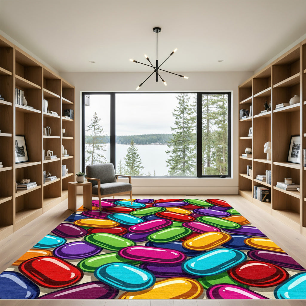 Vibrant Multi-Colored Candy Coated Tablets Rug