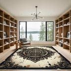 Ornate Antique Gold Filigree Medallion Rug
