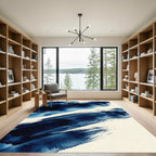 Midnight Indigo Abstract Watercolor Brushstrokes Rug