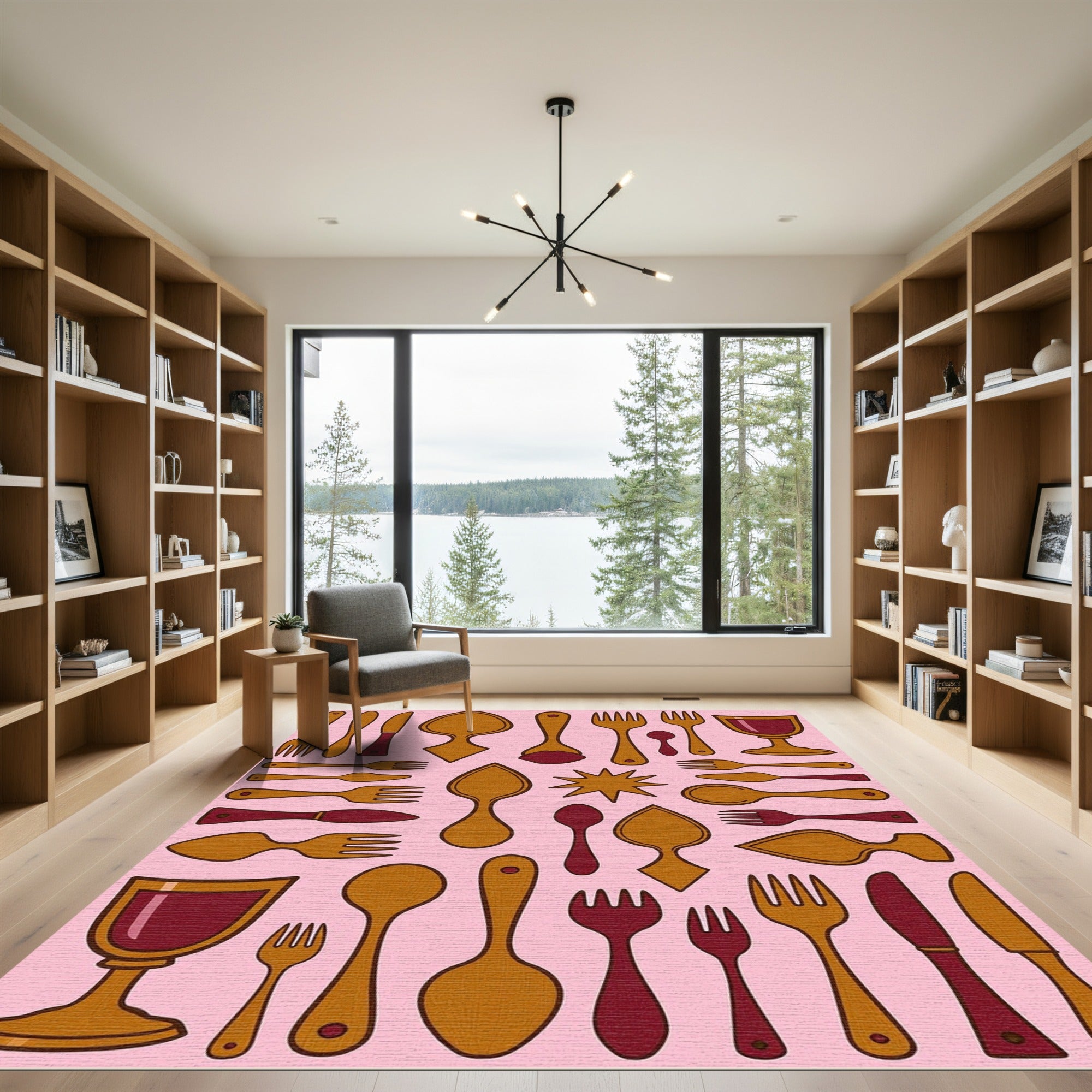 Retro Cutlery And Goblets Collection Rug