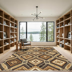 Earthy Brown Geometric Diamond Lattice Rug