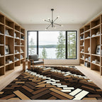 Brown Wood Grain Herringbone Rug