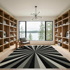 Retro Sunburst Gray Stripe Rug