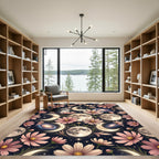 Celestial Pink Cosmos Moon Night Sky Rug