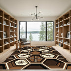Geometric Earthy Hexagon Compass Rug