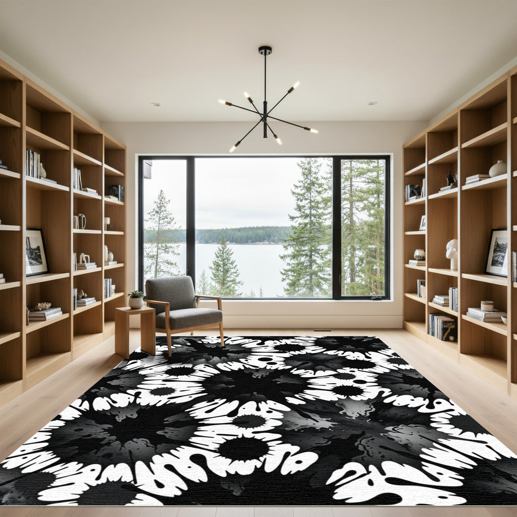 Bold Ink Splatter Blossom Rug