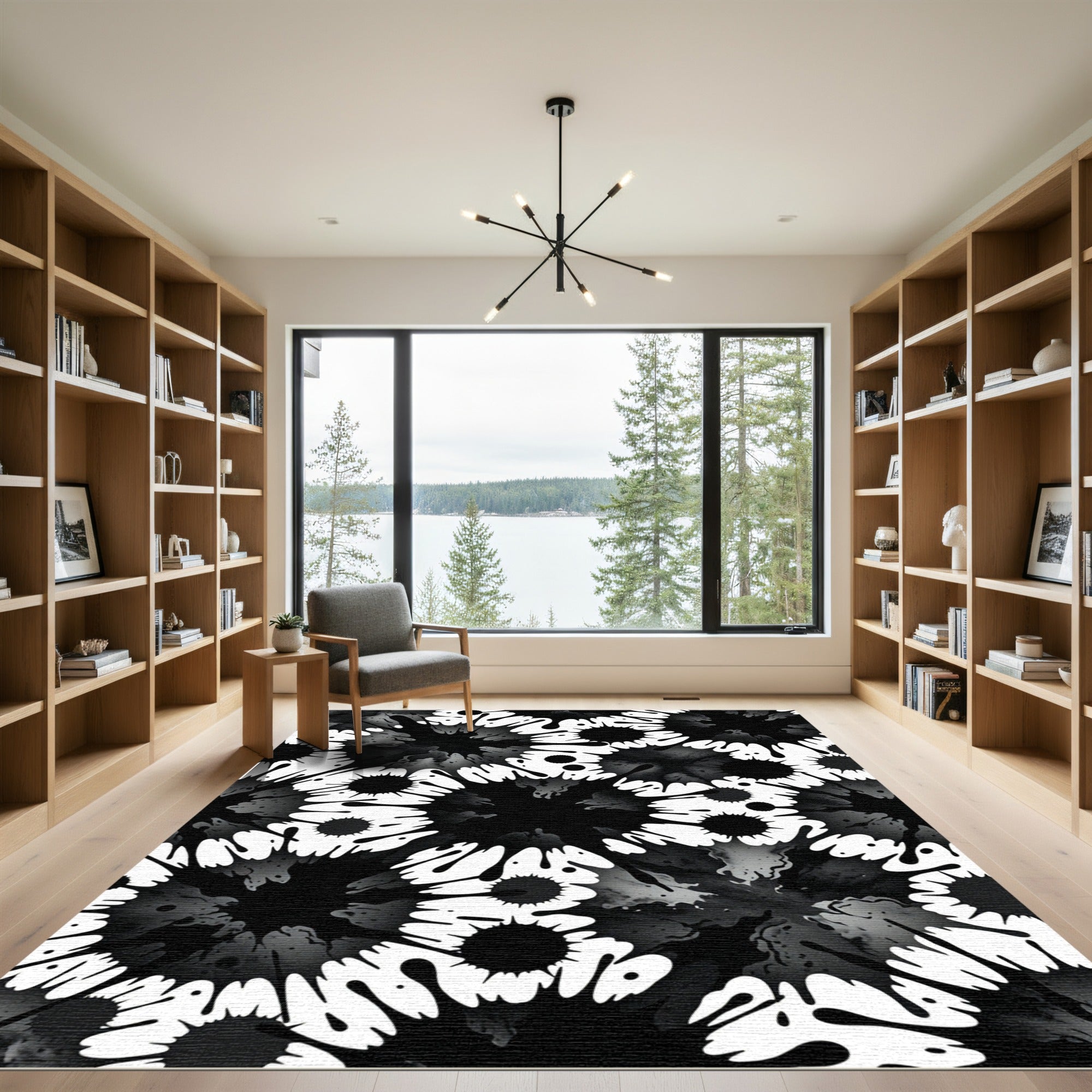 Bold Ink Splatter Blossom Rug