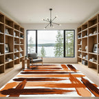 Abstract Earthy Tone Horizontal Brushstrokes Rug