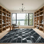 Monochromatic Grid Metal Window Reflection Rug