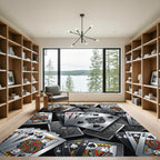 Monochrome Spades and Royalty Playing Cards Rug